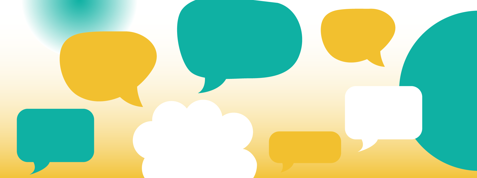 speech bubble art on gradient yellow background